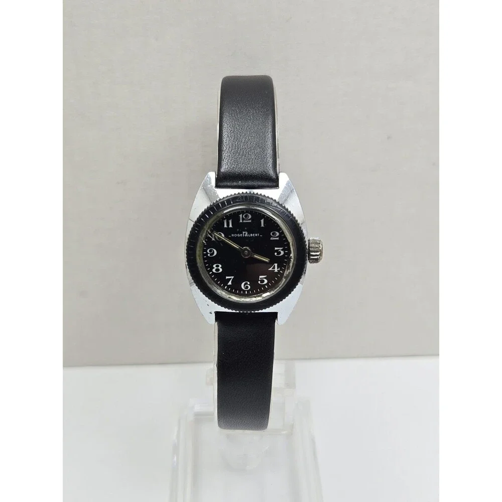 Vintage Roger Albert Womens Sports Manual Wind Watch 23mm Leather Works